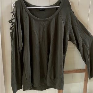 Torrid semi-cold shoulder long sleeve top